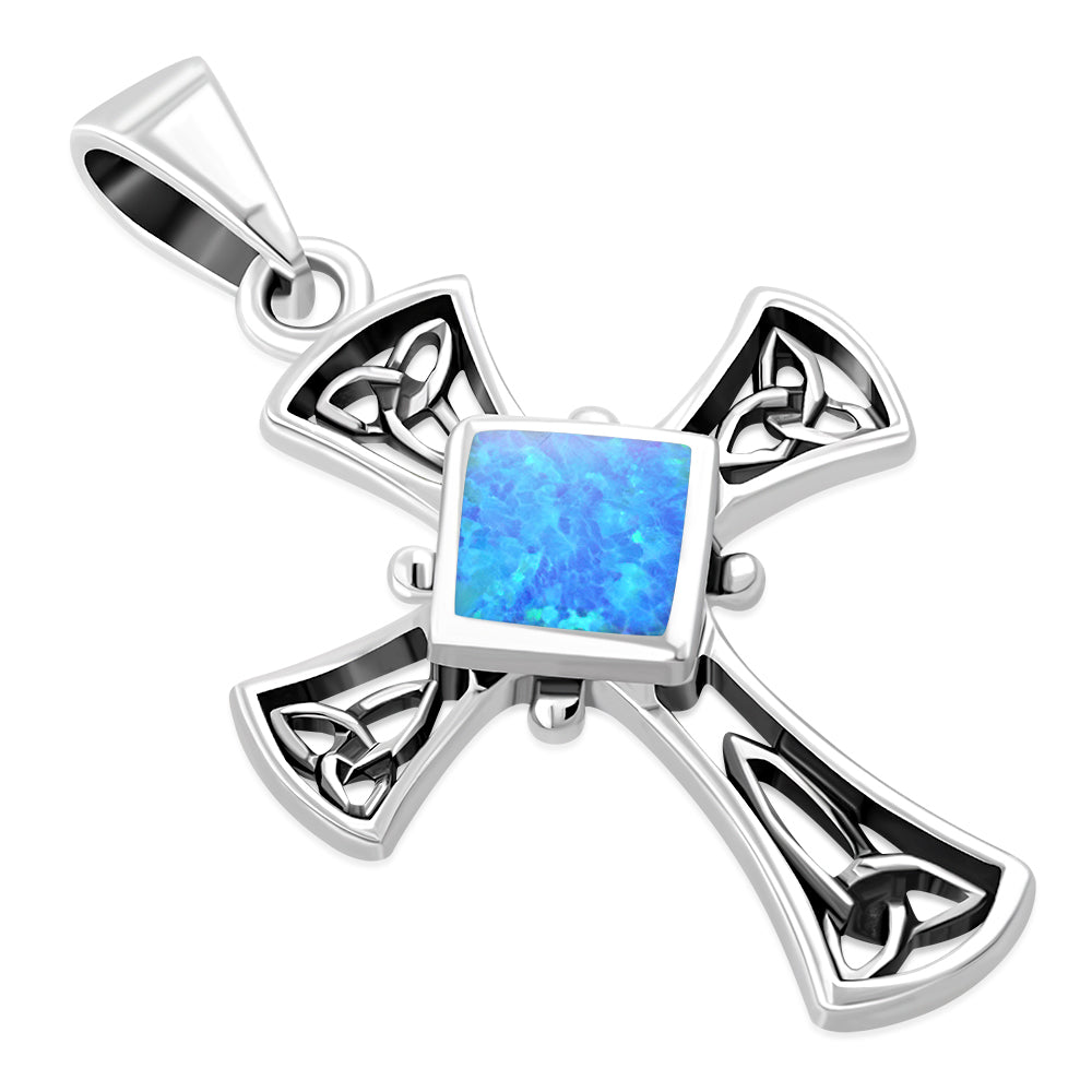 My Daily Styles Cross Necklace for Women - Faith Pendant Necklace with Simulated Gemstone â€“ 925 Sterling Silver Celtic Irish Trinity Cross Necklace â€“ Hand Polished Silver Necklace for Women