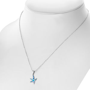 My Daily Styles - Summer Beach Love Necklace 925 Sterling Silver Starfish Pendant Opal Stone
