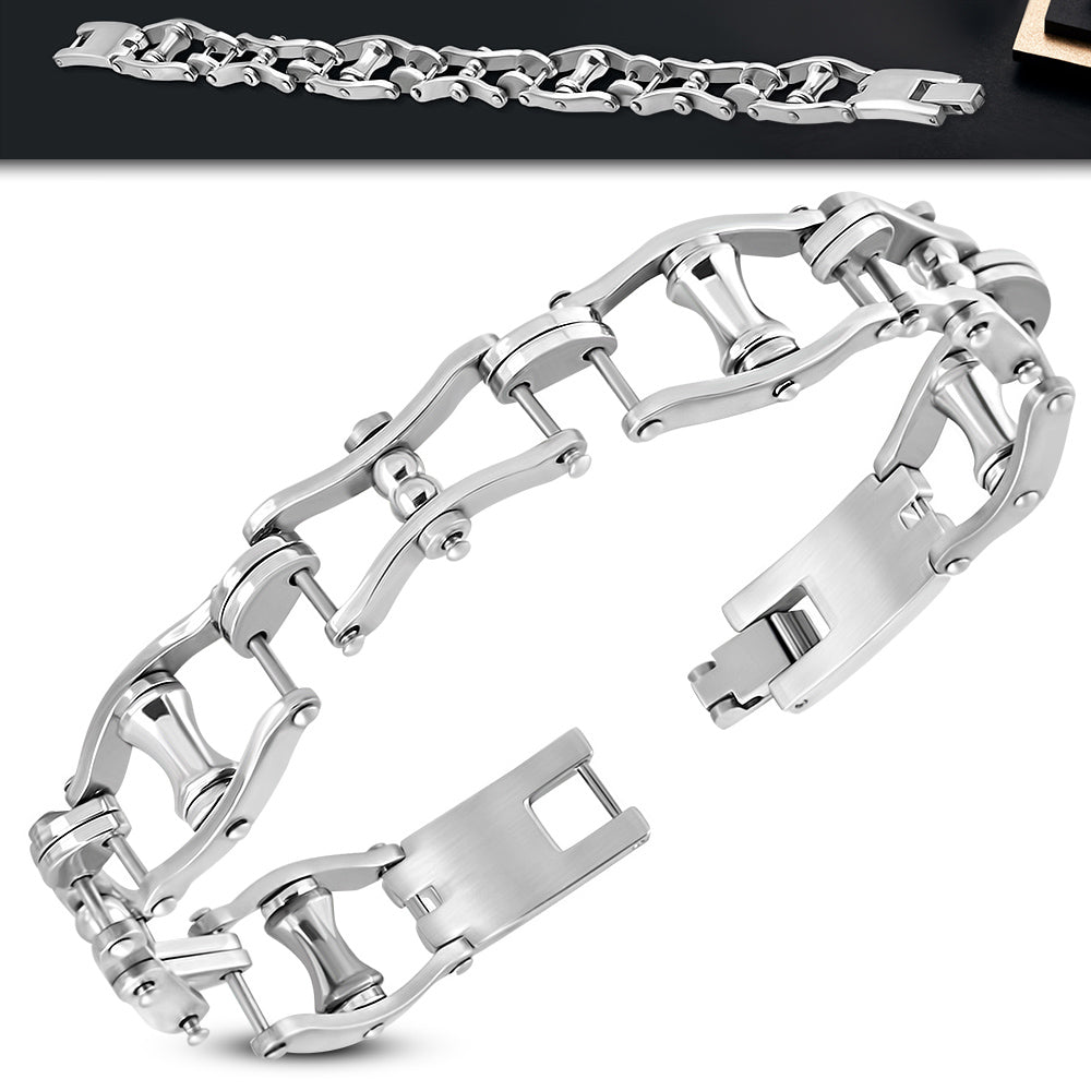 Stainless Steel Silver-Tone Mens Link Bracelet, 8.5"