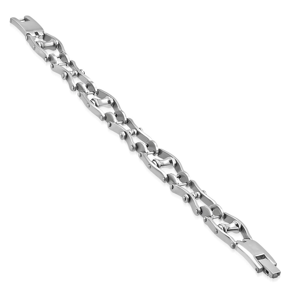 Stainless Steel Silver-Tone Mens Link Bracelet, 8.5"
