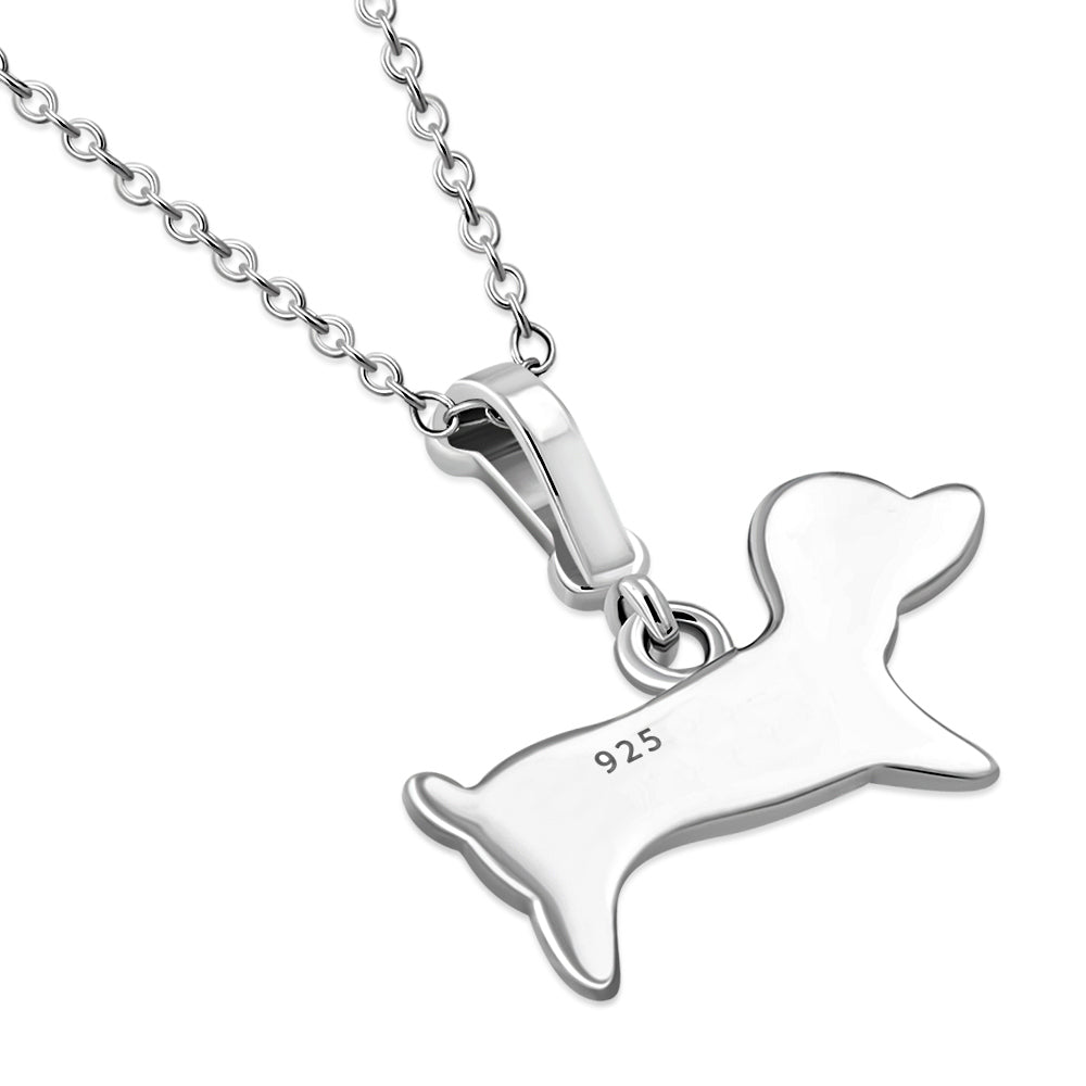 My Daily Styles 925 Sterling Silver Puppy Dog Pet Opal Pendant Necklace