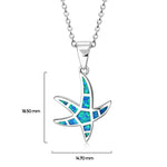 My Daily Styles - Summer Beach Love Necklace 925 Sterling Silver Starfish Pendant Opal Stone