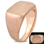 Mens Rose Gold Tone Rectangular Geometric Statement Ring Stainless Steel