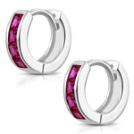 Hoop Huggie Earrings Girls Silver Plated Brass Cubic Zirconia