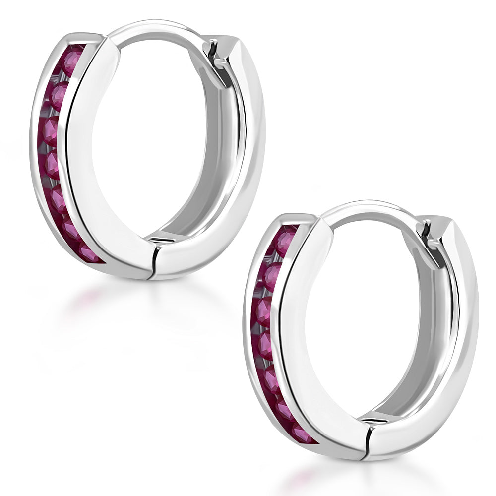 Hoop Huggie Earrings Girls Silver Plated Brass Cubic Zirconia