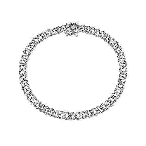My Daily Styles Cuban Link 925 Sterling Silver 8mm Cubic Zirconia Elegant Men's Bracelet 9"