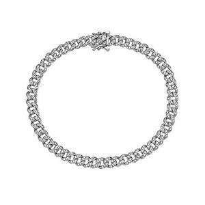 My Daily Styles Cuban Link 925 Sterling Silver 8mm Cubic Zirconia Elegant Men's Bracelet 9"