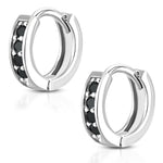 Hoop Huggie Earrings Girls Silver Plated Brass Cubic Zirconia