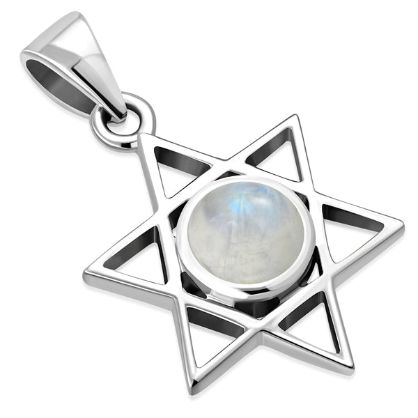 Womens Girls Created Gemstone 925 Sterling Silver Star of David Pendant Necklace