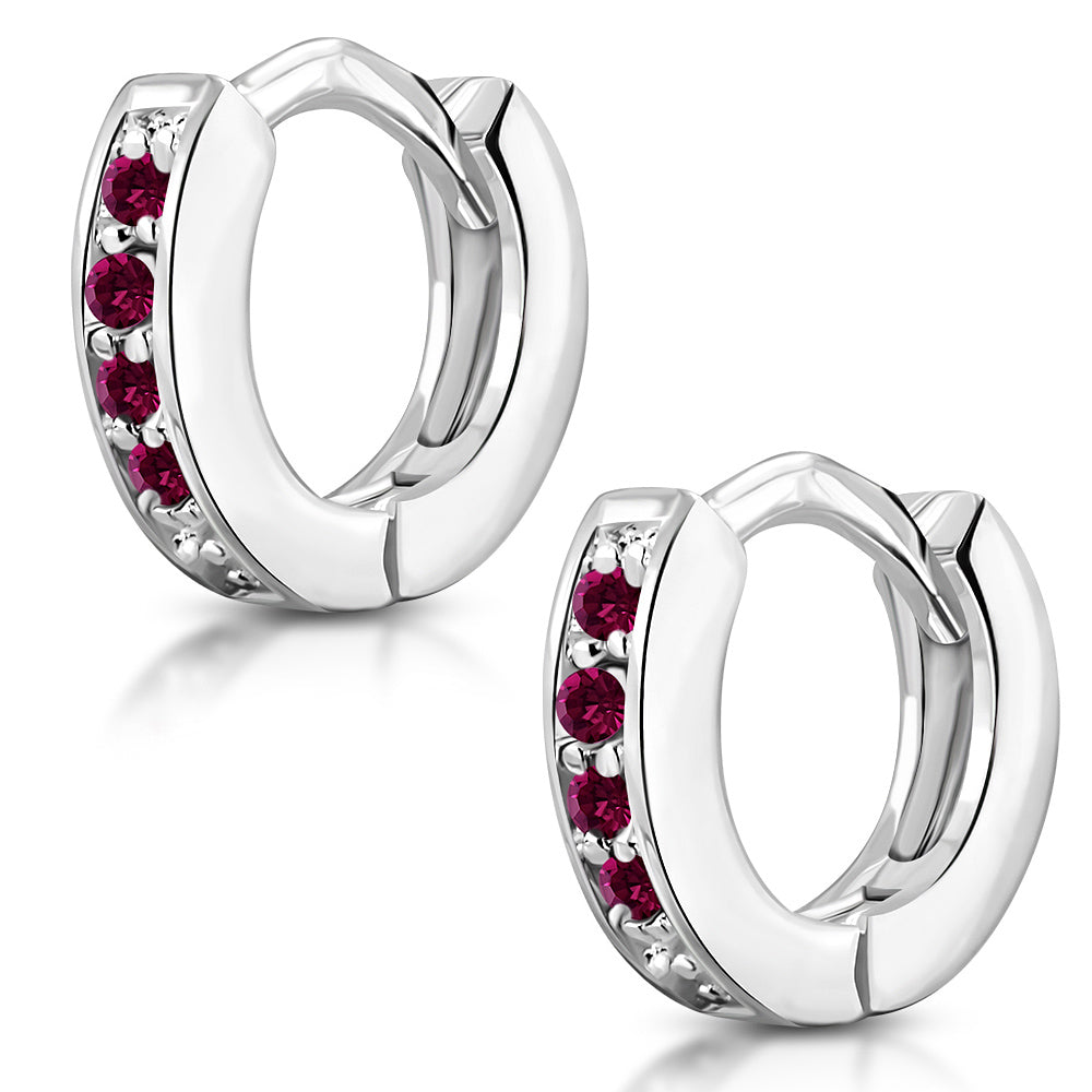 Hoop Huggie Earrings Girls Silver Plated Brass Cubic Zirconia