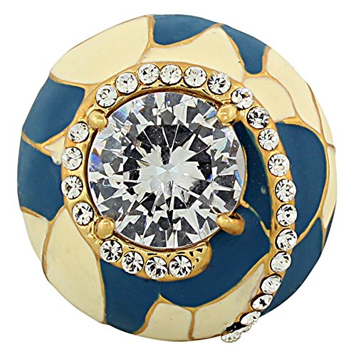 My Daily Styles Fashion Alloy Yellow Gold-Tone Blue White CZ Large Statement Cocktail Ring