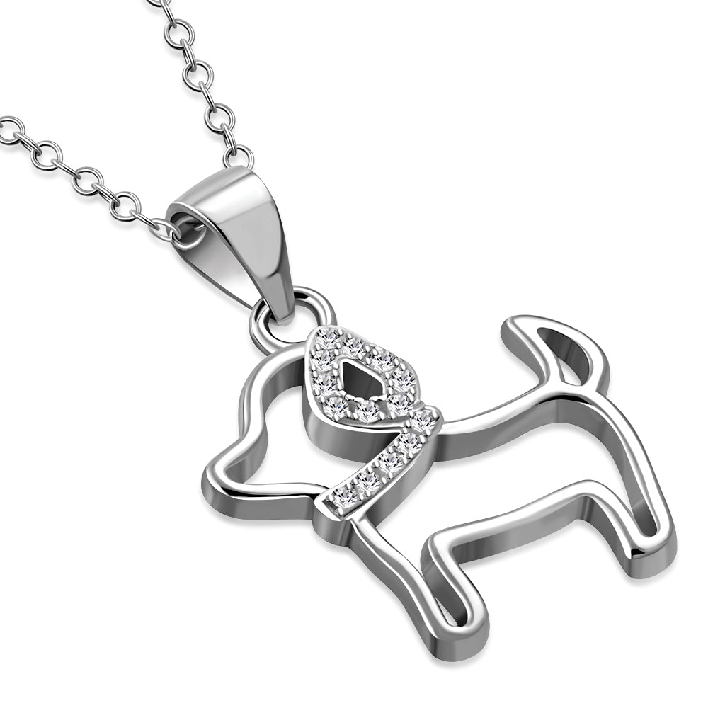 Puppy Dog Heart 925 Sterling Silver Cubic Zirconia Pendant