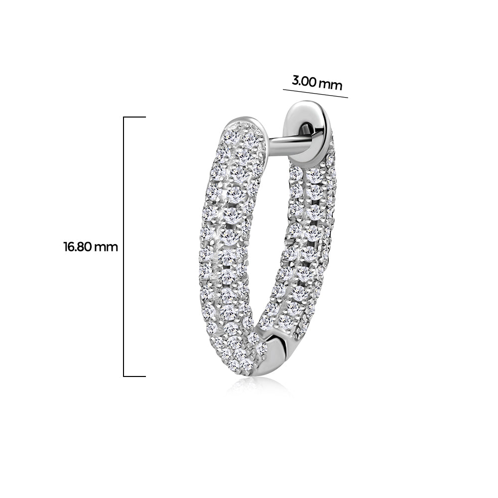 925 Sterling Silver Hoop Huggie Earrings Cubic Zirconia