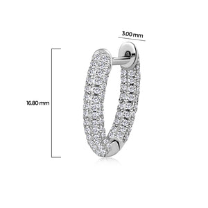 925 Sterling Silver Hoop Huggie Earrings Cubic Zirconia