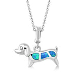 My Daily Styles 925 Sterling Silver Puppy Dog Pet Opal Pendant Necklace