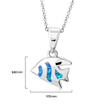 925 Sterling Silver Blue Opal Tropical Fish Pendant Necklace