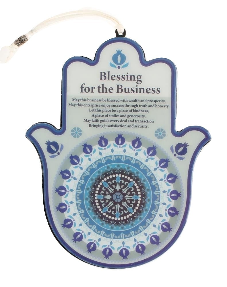 Blessing for Business Good Luck Wall Decor Hamsa Hand in English